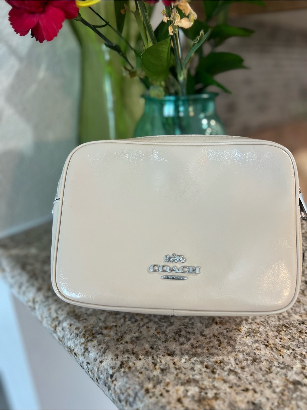 Coach mini Carey crossbody bag Silver/ivory